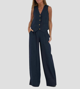 AIRA™ - CONJUNTO ELEGANTE DE DOS PIEZAS CON CHALECO Y PANTALÓN DE PIERNA ANCHA
