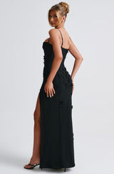 DALARY MAXI DRESS - BLACK LINED