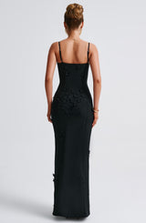 DALARY MAXI DRESS - BLACK LINED