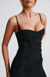 DALARY MAXI DRESS - BLACK LINED