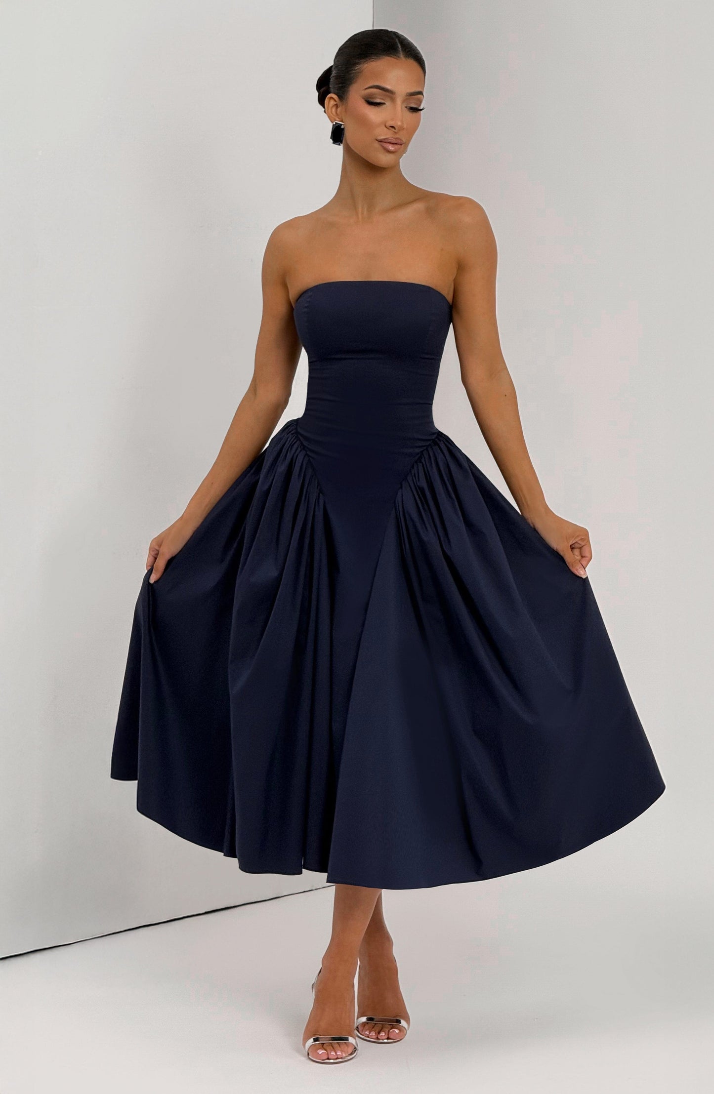 DARLA MIDI DRESS - NAVY