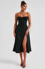 DEANNA MIDI DRESS - BLACK
