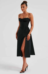 DEANNA MIDI DRESS - BLACK