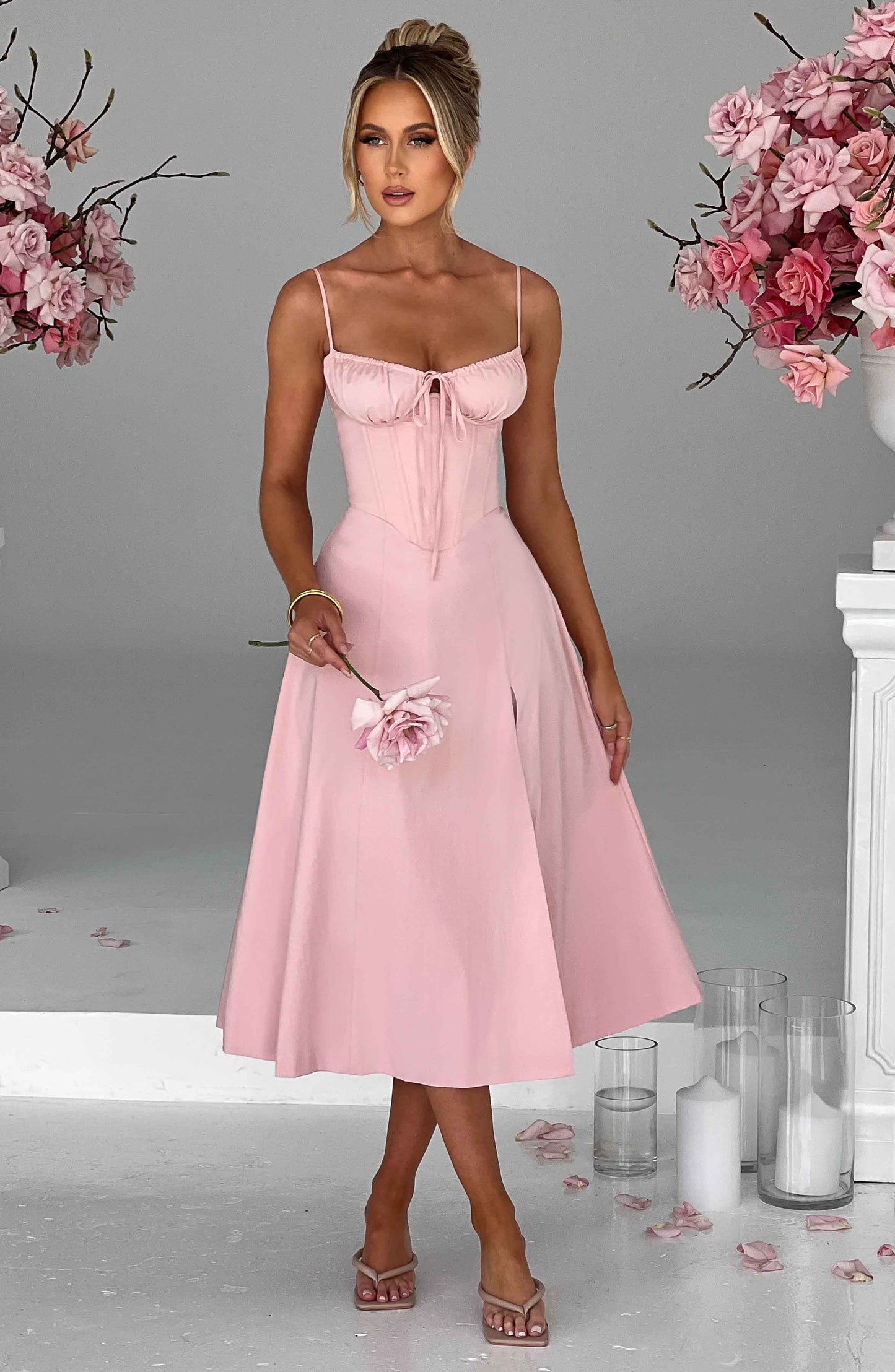 DEANNA MIDI DRESS - BLUSH