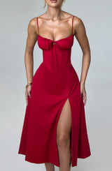 DEANNA MIDI DRESS - RED