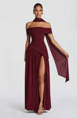 DELILAH MAXI DRESS - CHERRY LACQUER