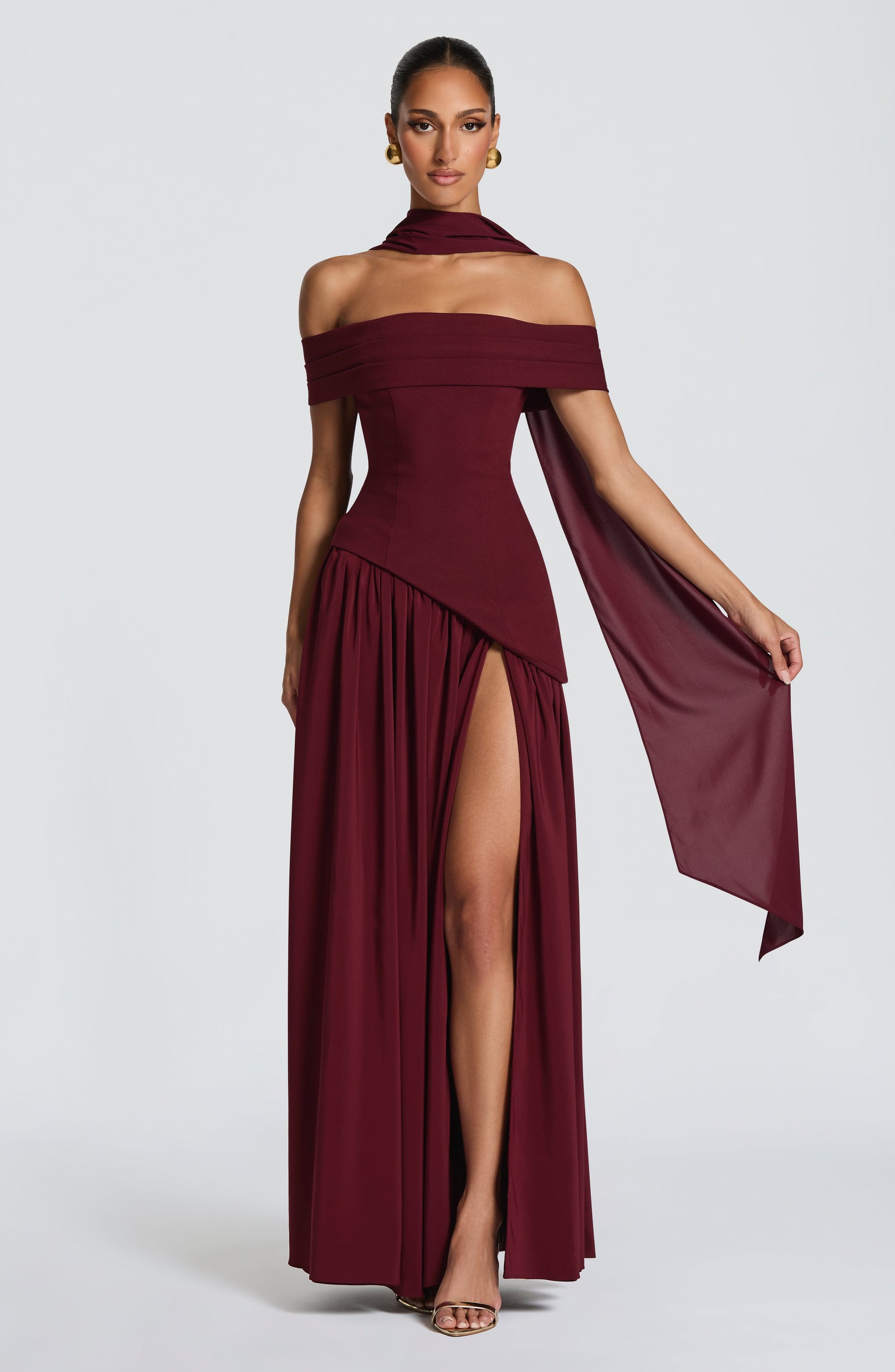 DELILAH MAXI DRESS - CHERRY LACQUER