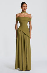 DELILAH MAXI DRESS - DEEP OLIVE