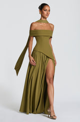 DELILAH MAXI DRESS - DEEP OLIVE
