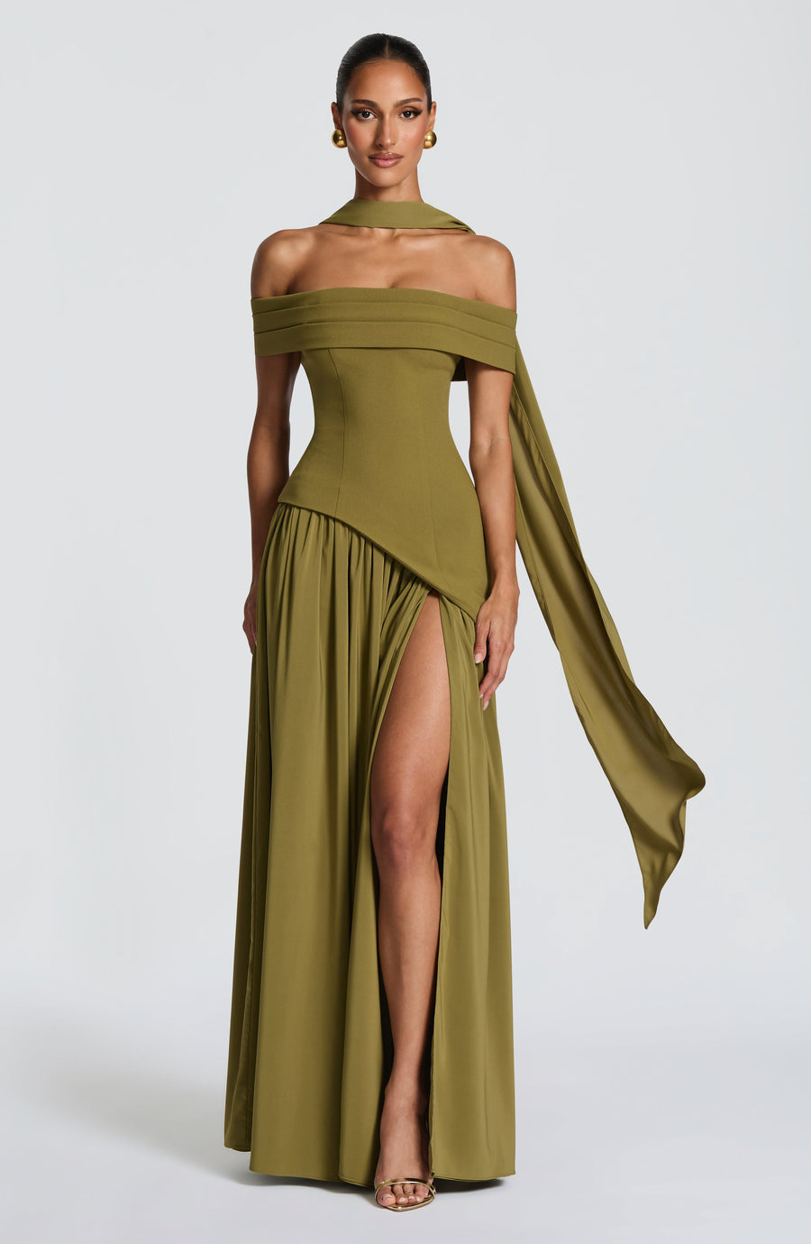 VESTIDO LARGO DELILAH - OLIVA INTENSO