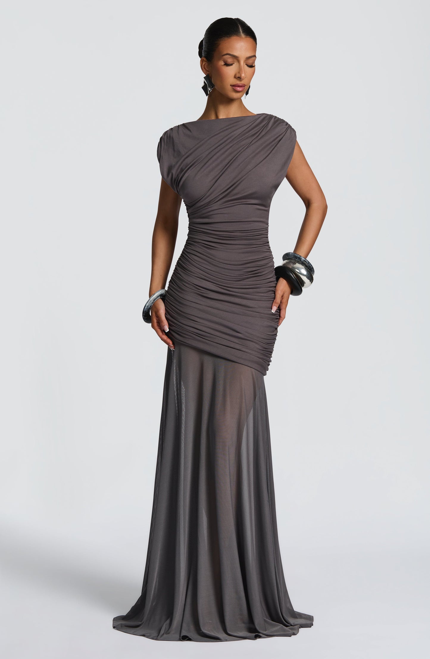 DEMELZA MAXI DRESS - CHARCOAL