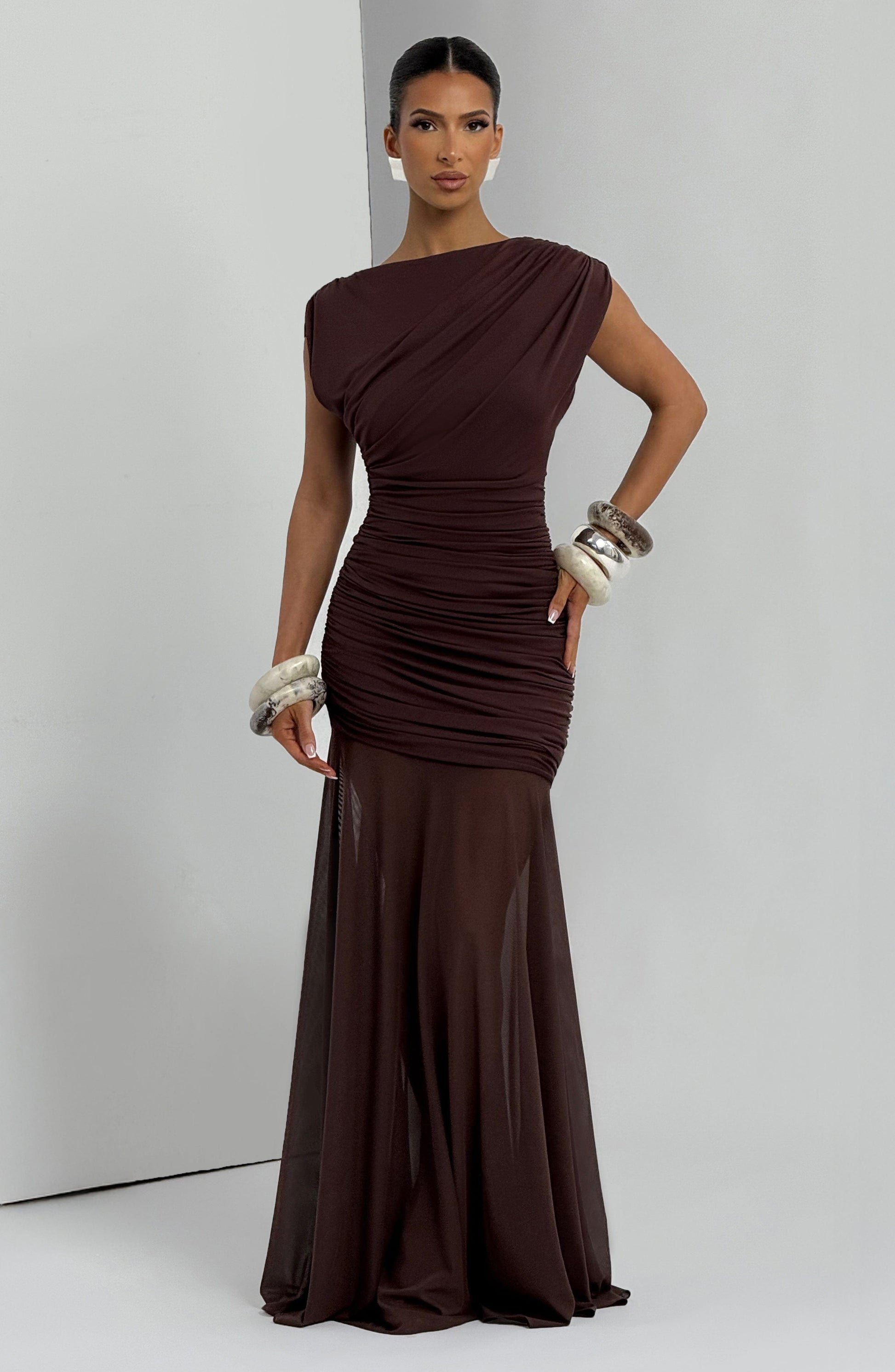 DEMELZA MAXI DRESS - PLUM BROWN
