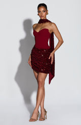 DENISE MINI DRESS - WINE