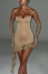 DIXIE MINI DRESS - GOLD SPARKLE