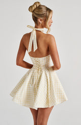DORIS MINI DRESS - LEMON GINGHAM
