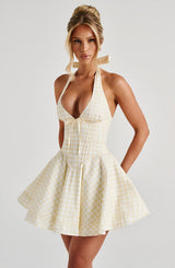 DORIS MINI DRESS - LEMON GINGHAM
