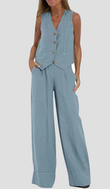 AIRA™ - CONJUNTO ELEGANTE DE DOS PIEZAS CON CHALECO Y PANTALÓN DE PIERNA ANCHA