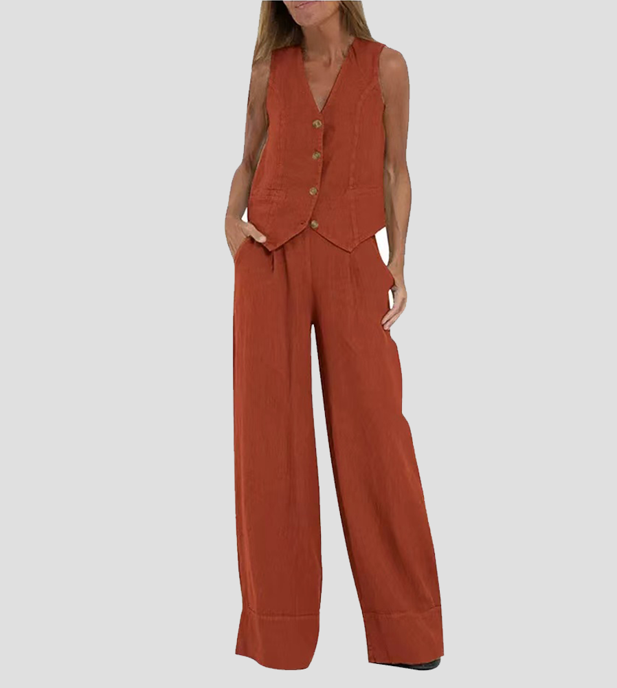 AIRA™ - CONJUNTO ELEGANTE DE DOS PIEZAS CON CHALECO Y PANTALÓN DE PIERNA ANCHA