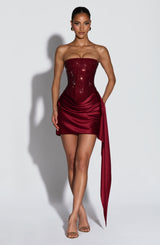 EBONY MINI DRESS - BURGUNDY