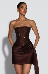 EBONY MINI DRESS - PLUM BROWN