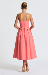 EDITH MIDI DRESS - CORAL PINK