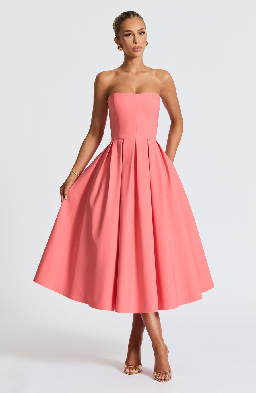 VESTIDO MIDI EDITH - ROSA CORAL