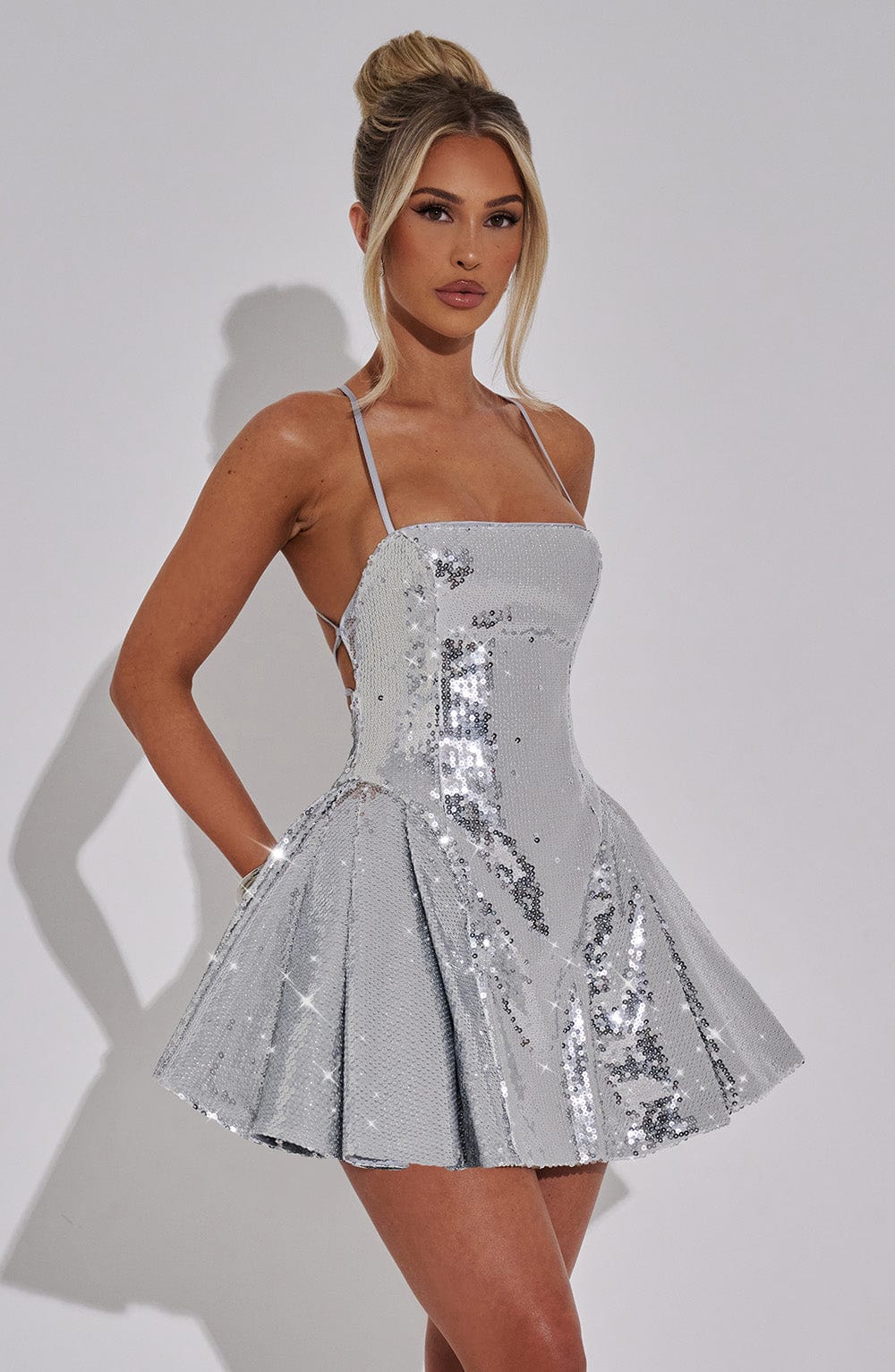ELECTRA MINI DRESS - SILVER
