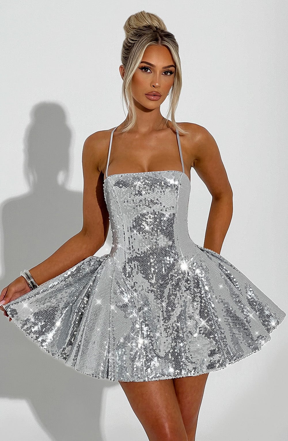 ELECTRA MINI DRESS - SILVER