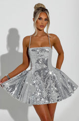 ELECTRA MINI DRESS - SILVER
