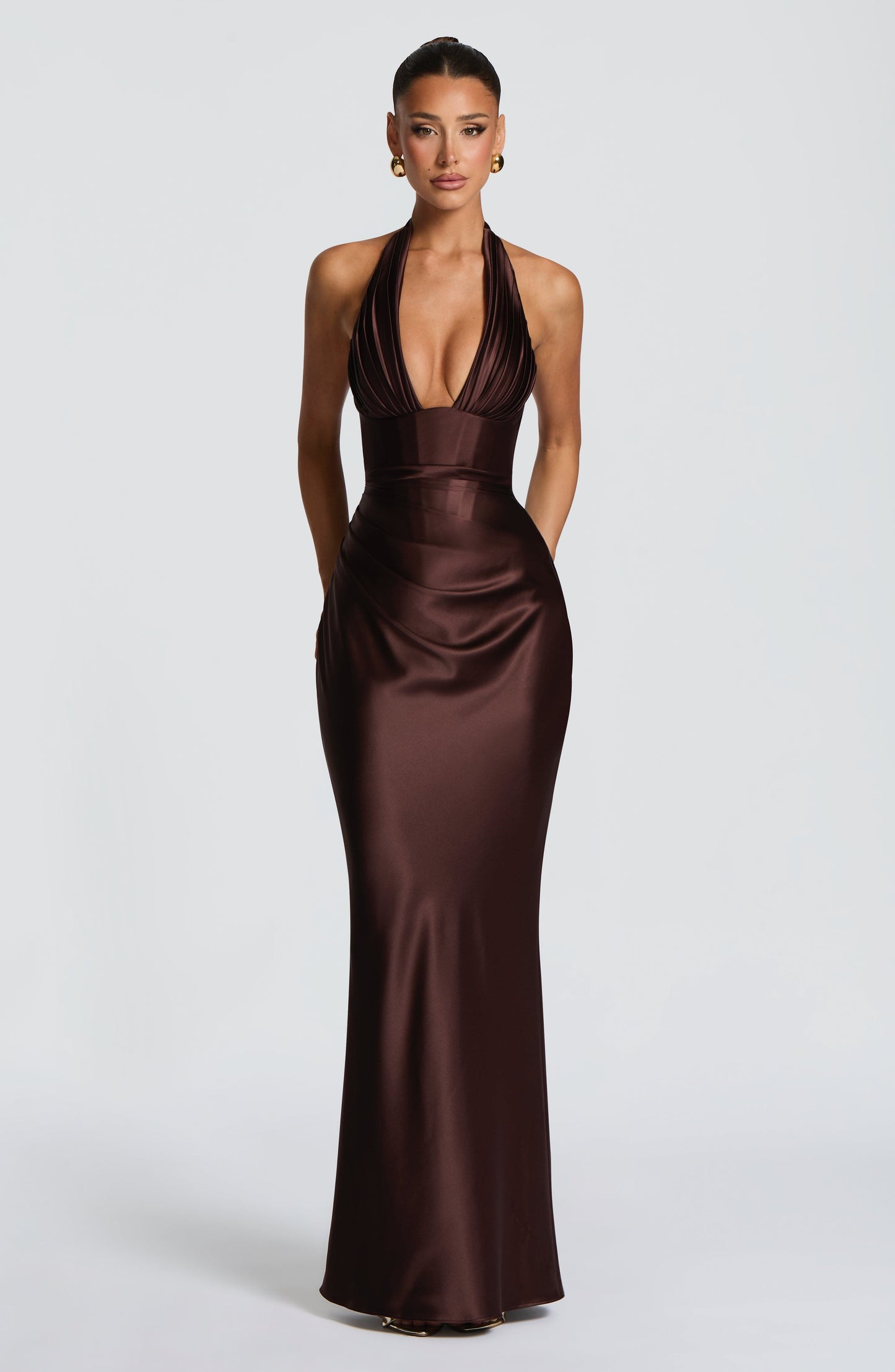 ELOWEN MAXI DRESS - PLUM BROWN