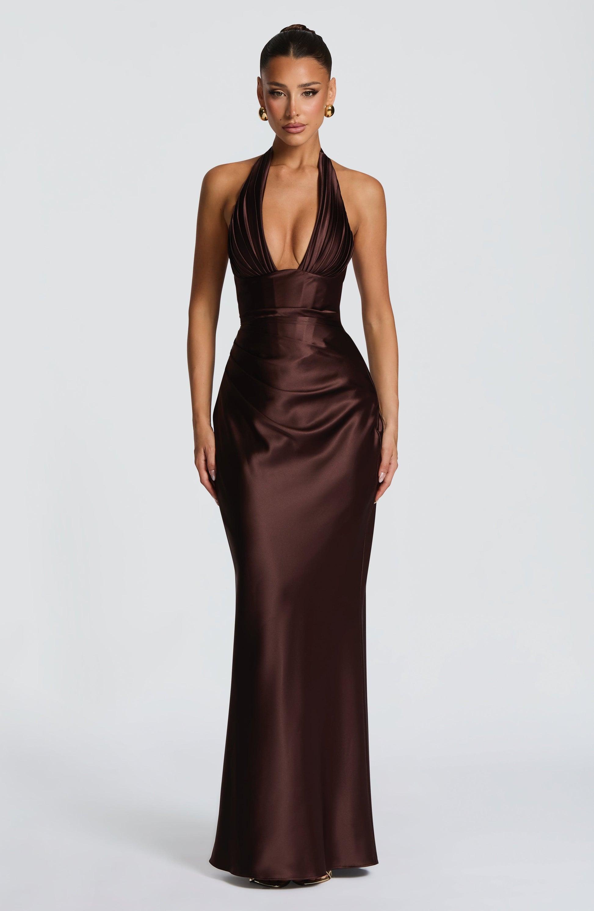 ELOWEN MAXI DRESS - PLUM BROWN