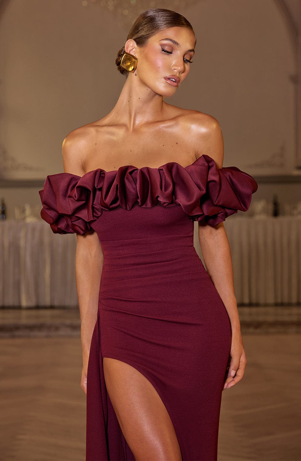 ELSIE MAXI DRESS - CHERRY LACQUER