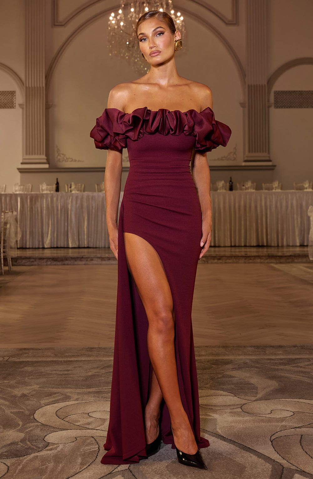 ELSIE MAXI DRESS - CHERRY LACQUER