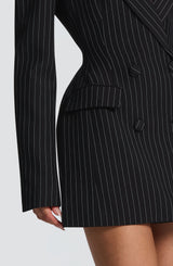 ELVIRA MINI DRESS - BLACK PINSTRIPE