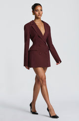 ELVIRA MINI DRESS - BURGUNDY PINSTRIPE