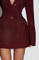 ELVIRA MINI DRESS - BURGUNDY SPARKLE