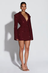 ELVIRA MINI DRESS - BURGUNDY SPARKLE