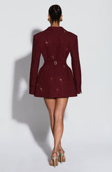 ELVIRA MINI DRESS - BURGUNDY SPARKLE