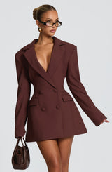 ELVIRA MINI DRESS - PLUM BROWN