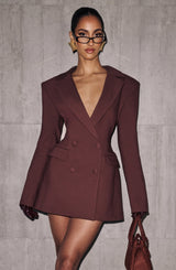 ELVIRA MINI DRESS - PLUM BROWN