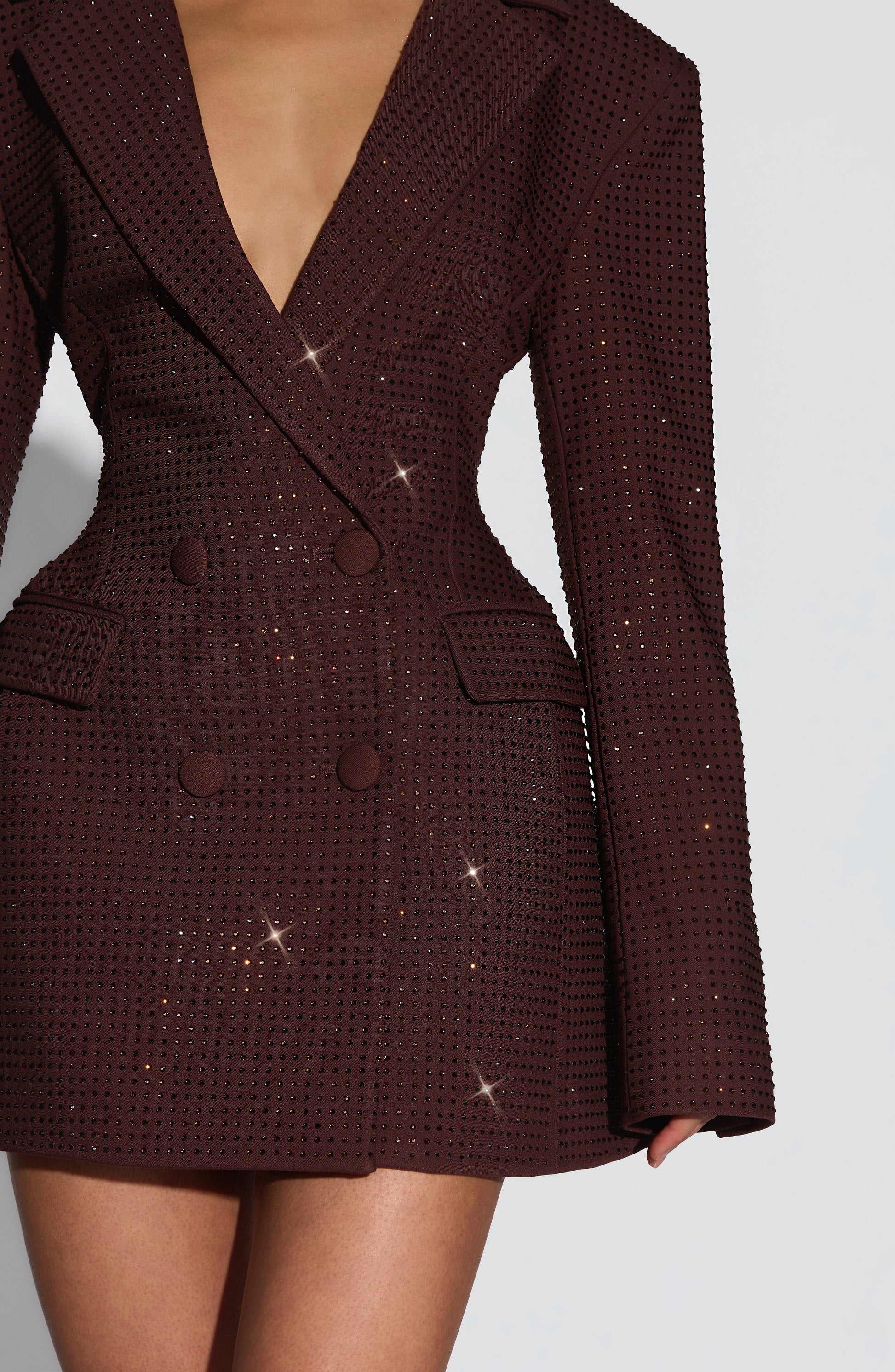 ELVIRA MINI DRESS - PLUM BROWN SPARKLE
