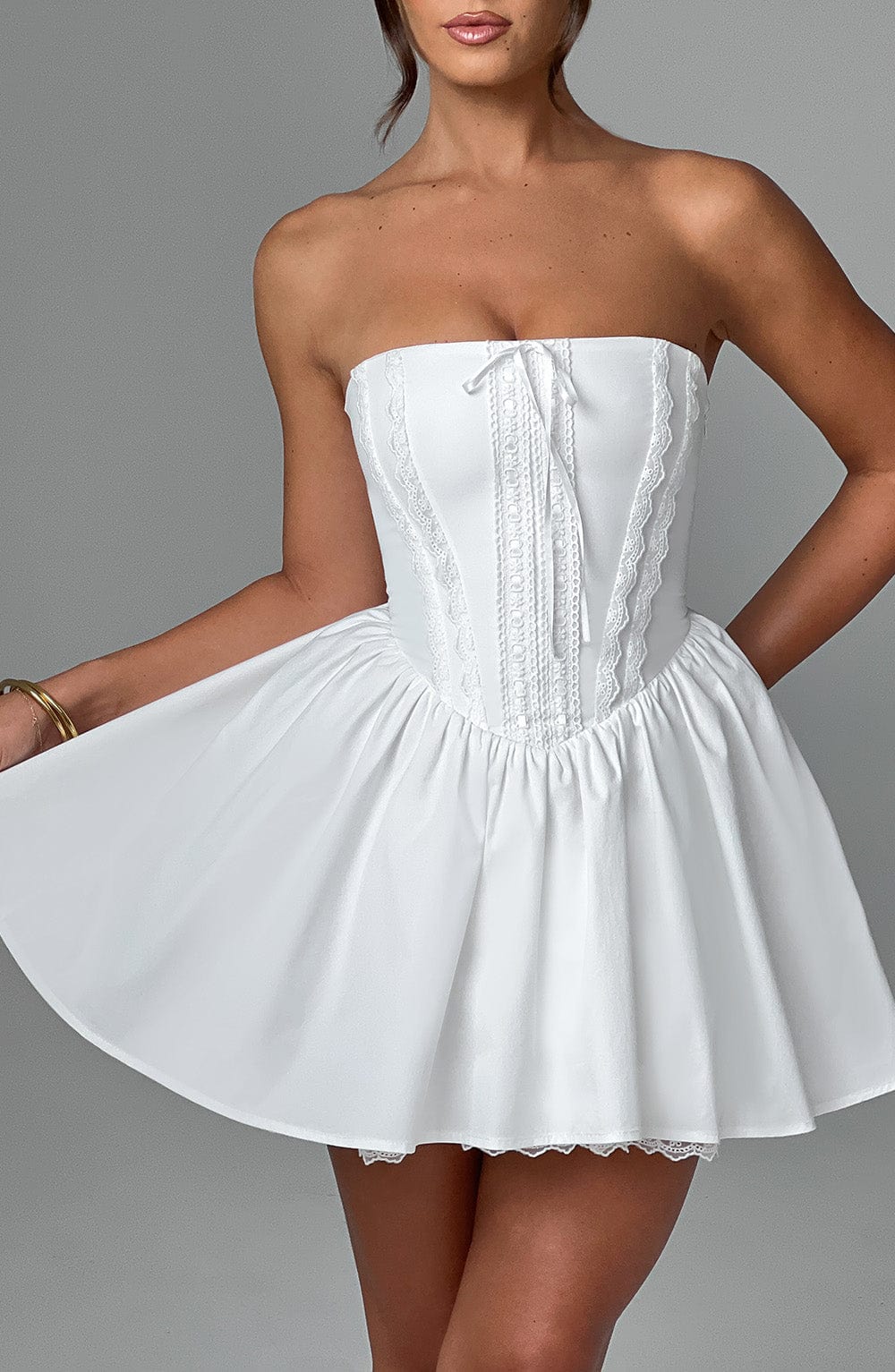 EVIE MINI DRESS - IVORY