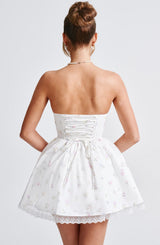 EVIE MINI DRESS - WHITE MULTI FLORAL PRINT