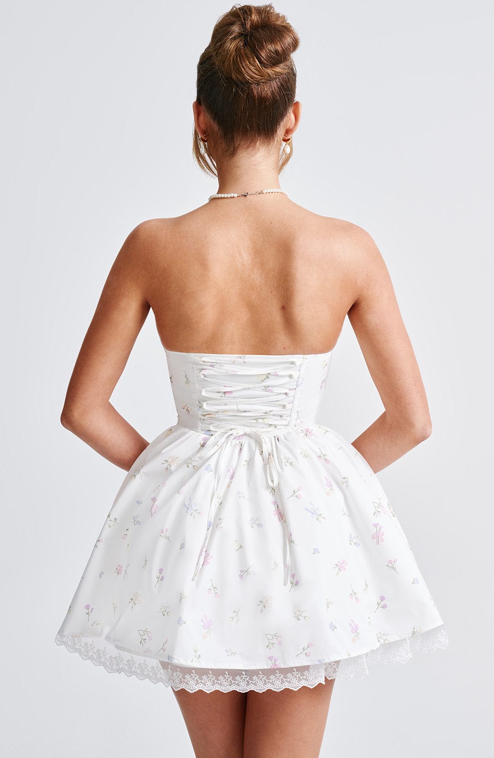 EVIE MINI DRESS - WHITE MULTI FLORAL PRINT