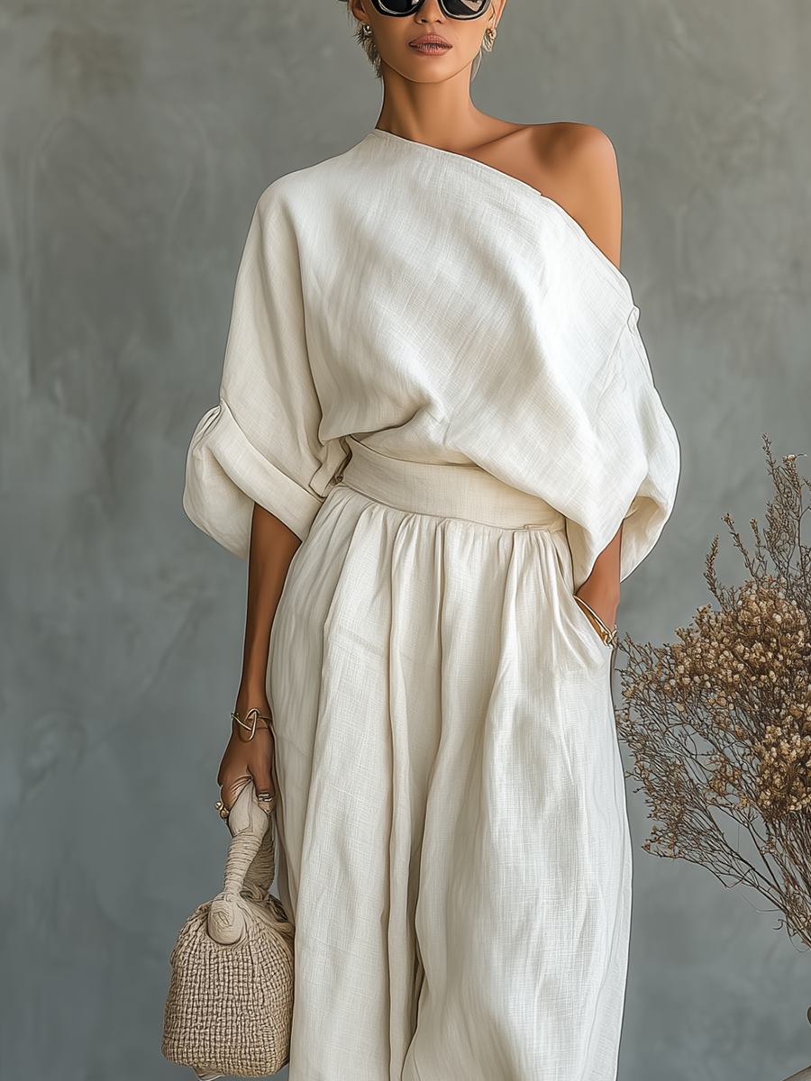 CHLOE™ - CONJUNTO DE LINO OFF-WHITE