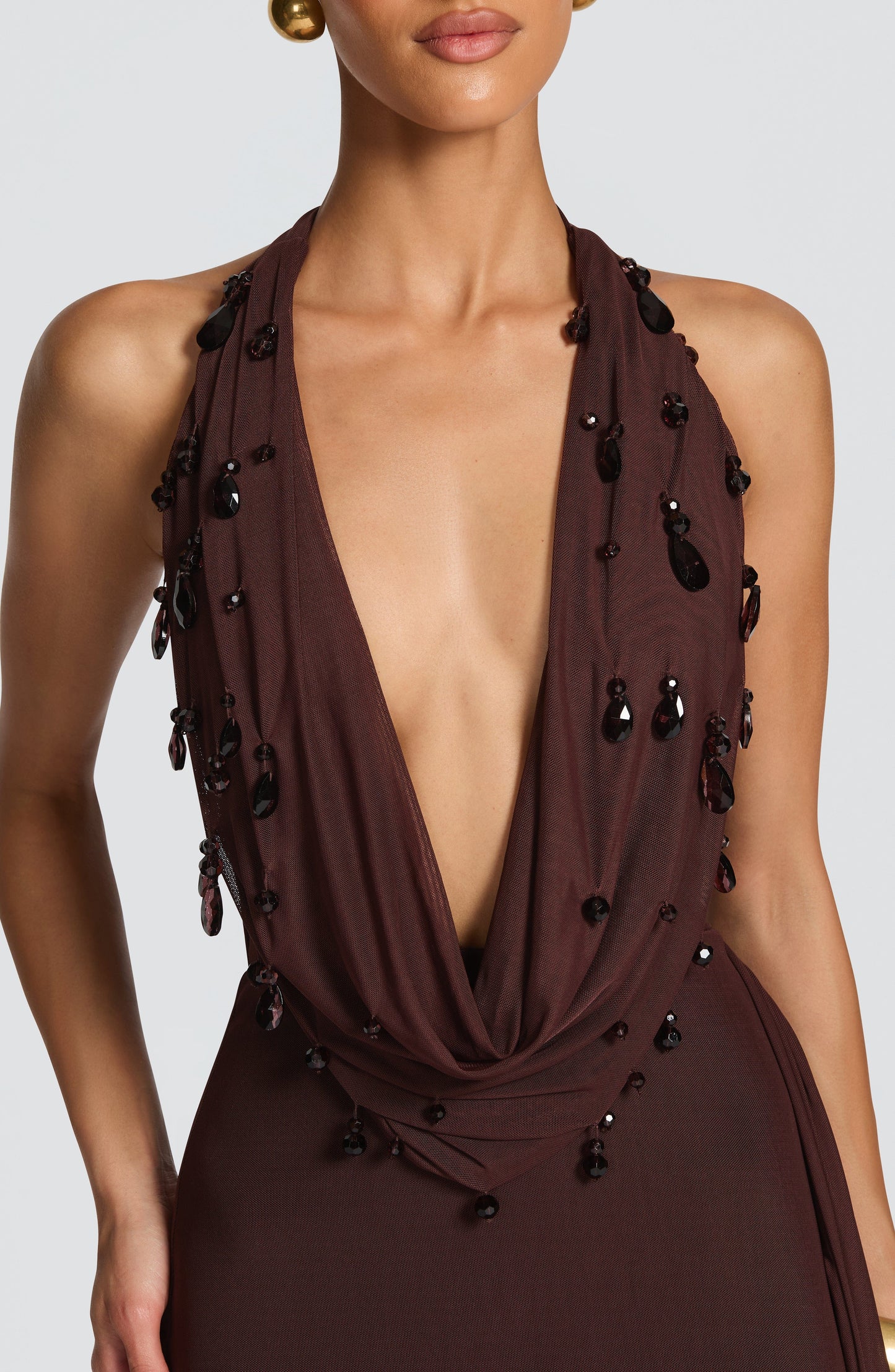FABIA MAXI DRESS - PLUM BROWN