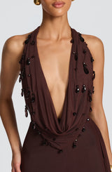 FABIA MAXI DRESS - PLUM BROWN