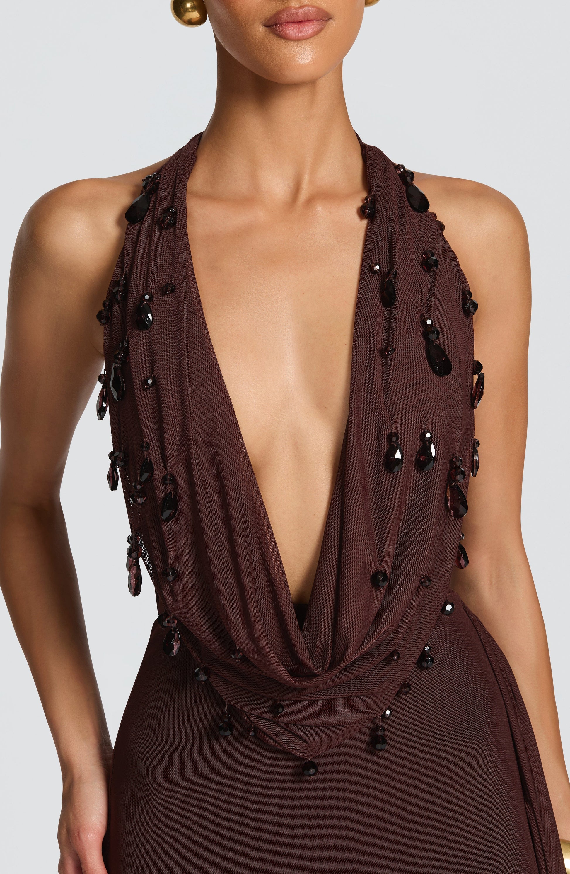 FABIA MAXI DRESS - PLUM BROWN