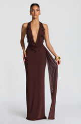 FABIA MAXI DRESS - PLUM BROWN