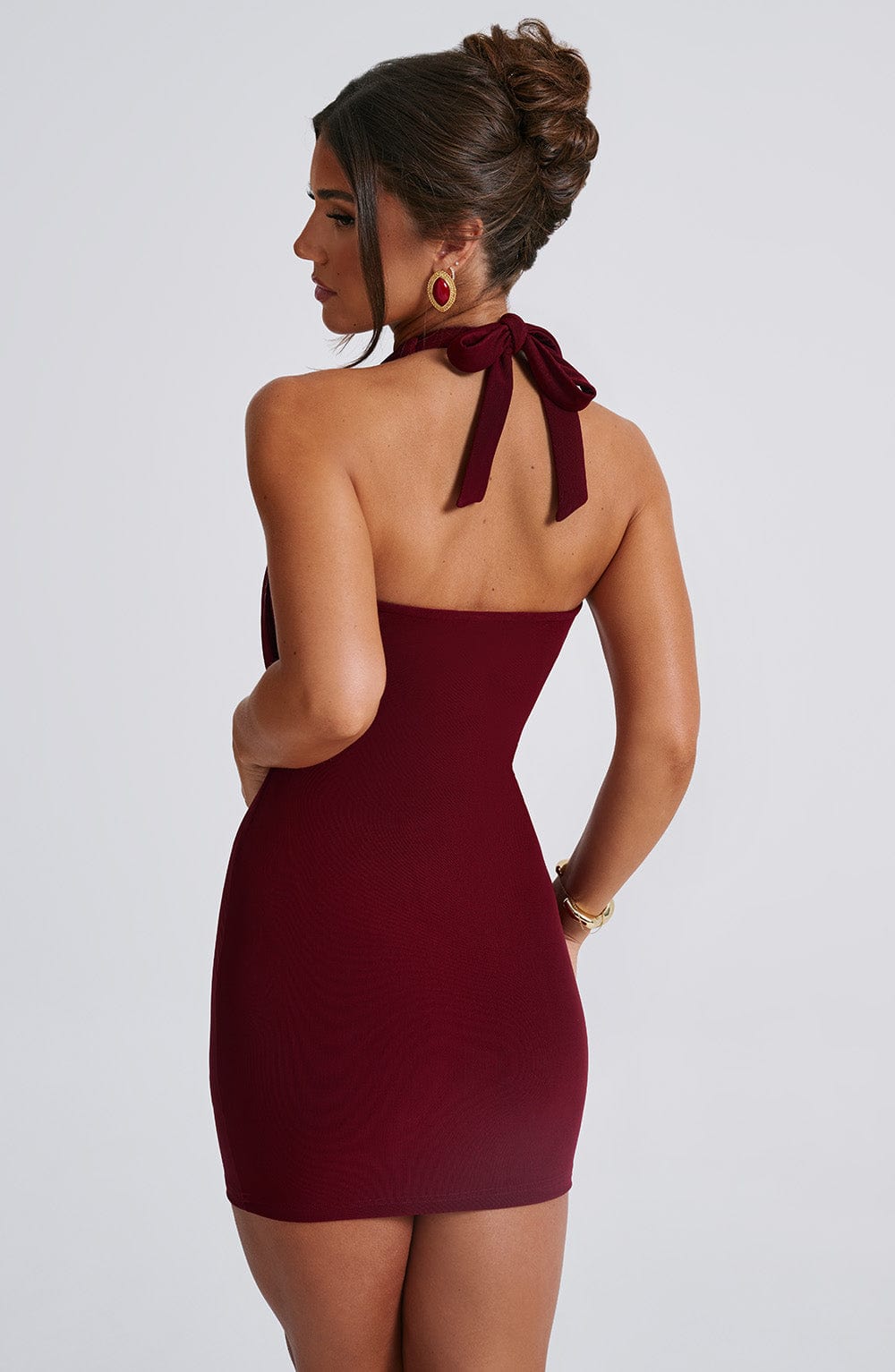 FALLON MINI DRESS - BURGUNDY